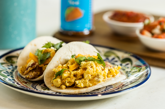 Easy Breakfast tacos- bacon egg and cheese with spicy taco seasoning
